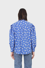 Cobalt blue daisy print shirt
