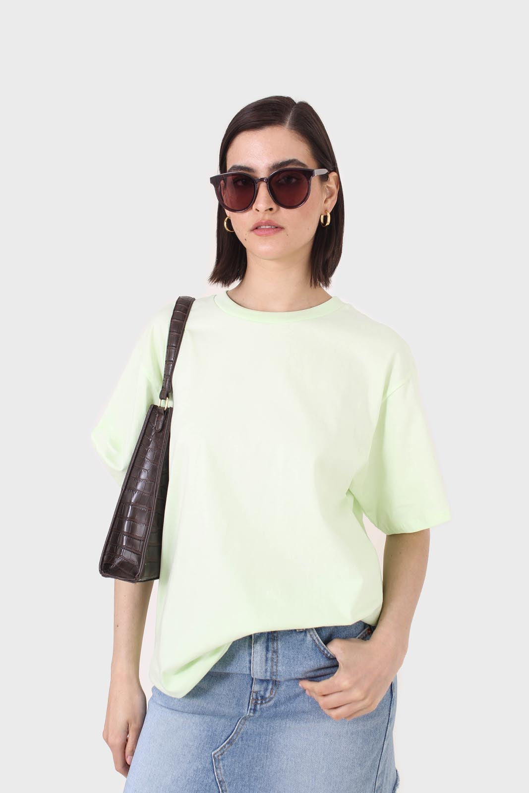 Lime green crew neck short sleeve tee
