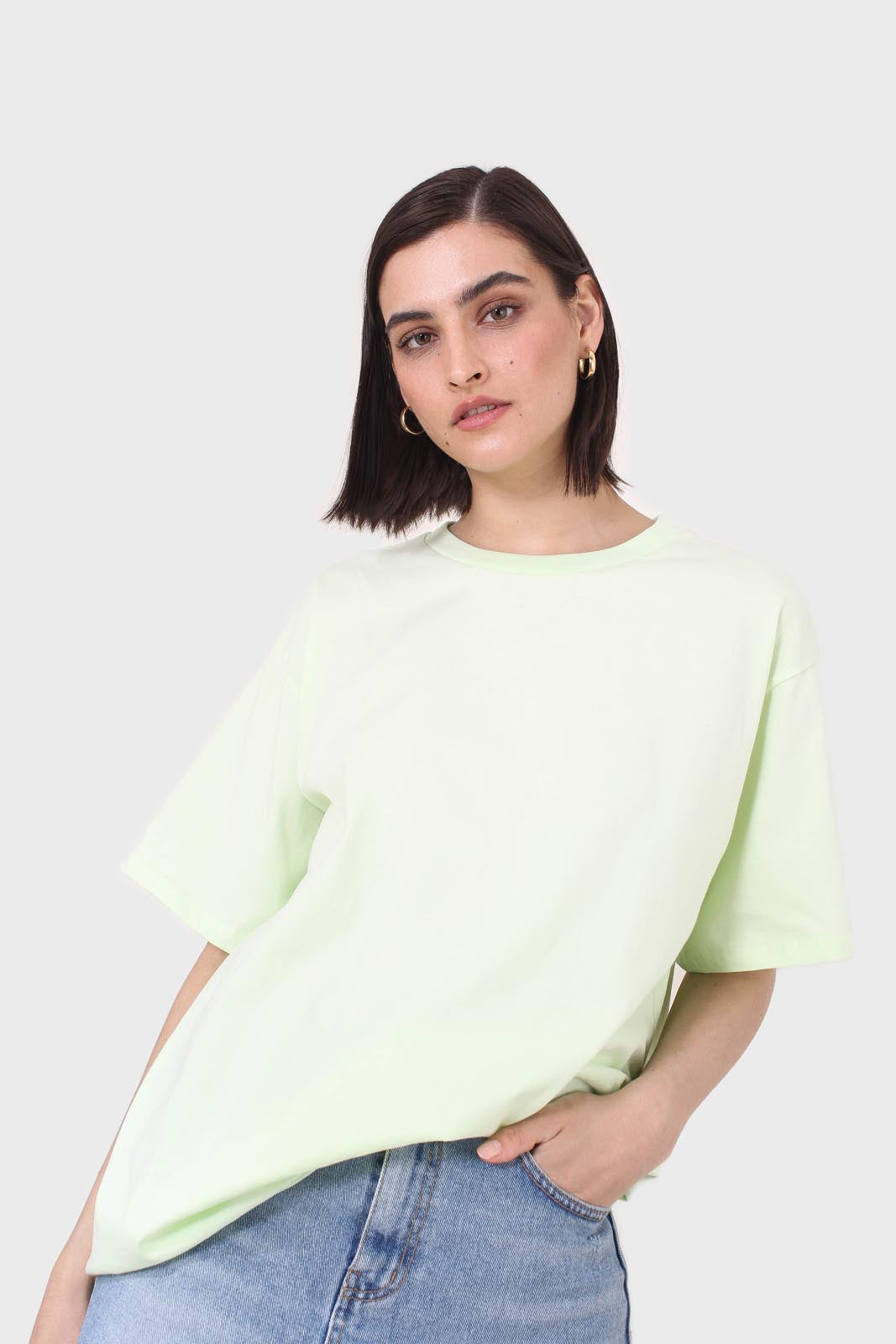 Lime green crew neck short sleeve tee