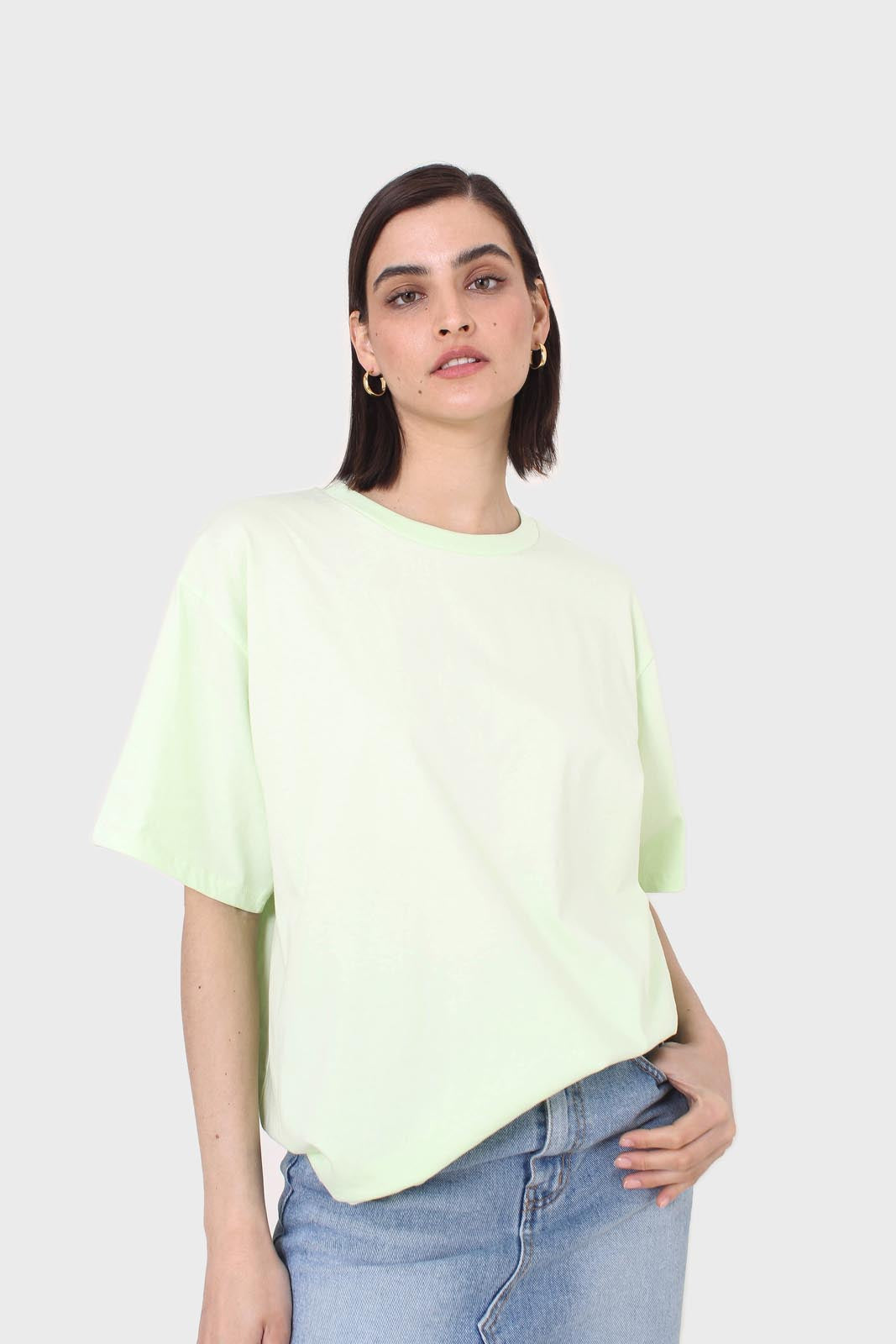 Lime green crew neck short sleeve tee
