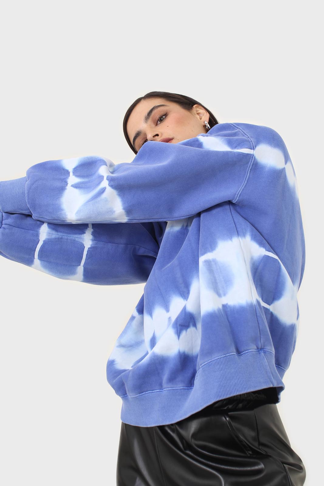 Cobalt blue tie dye crewneck sweatshirt