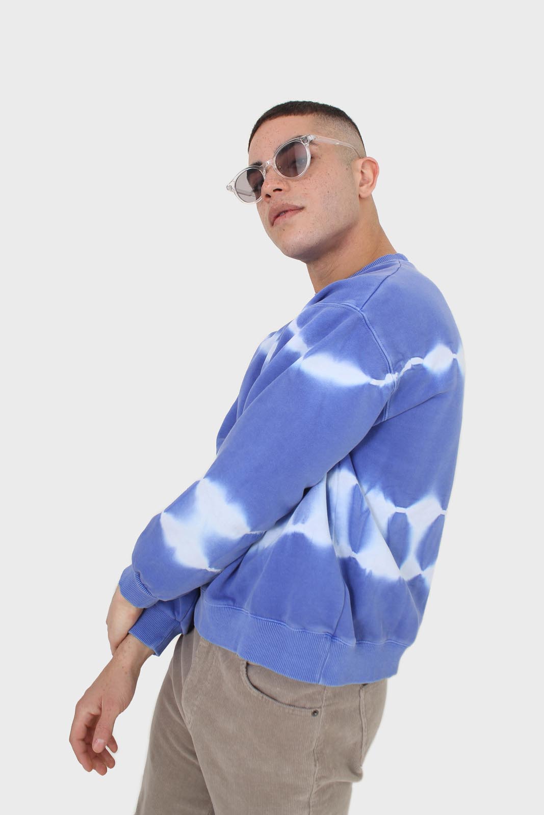 Cobalt blue tie dye crewneck sweatshirt