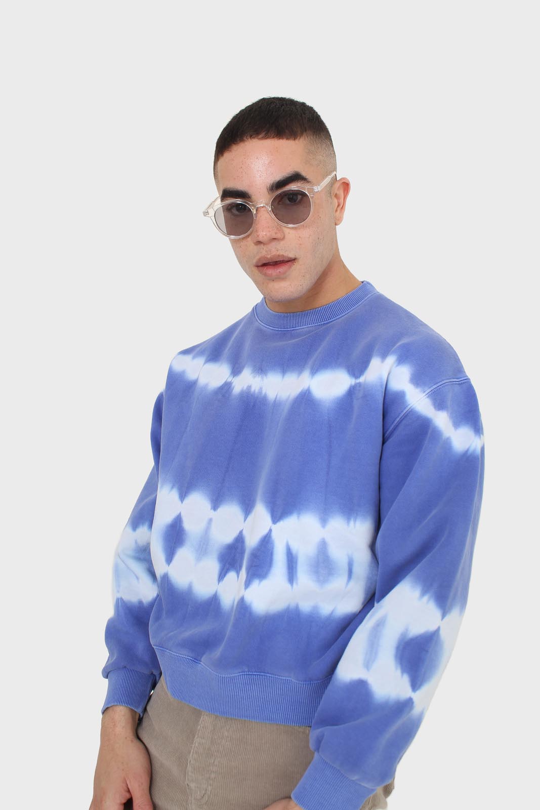Cobalt blue tie dye crewneck sweatshirt