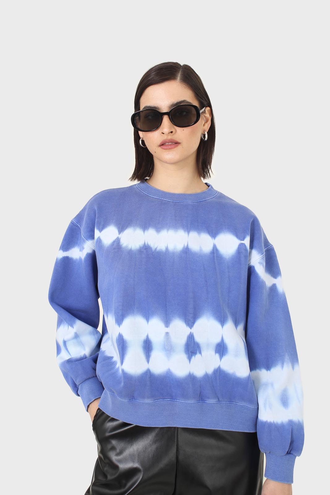 Cobalt blue tie dye crewneck sweatshirt