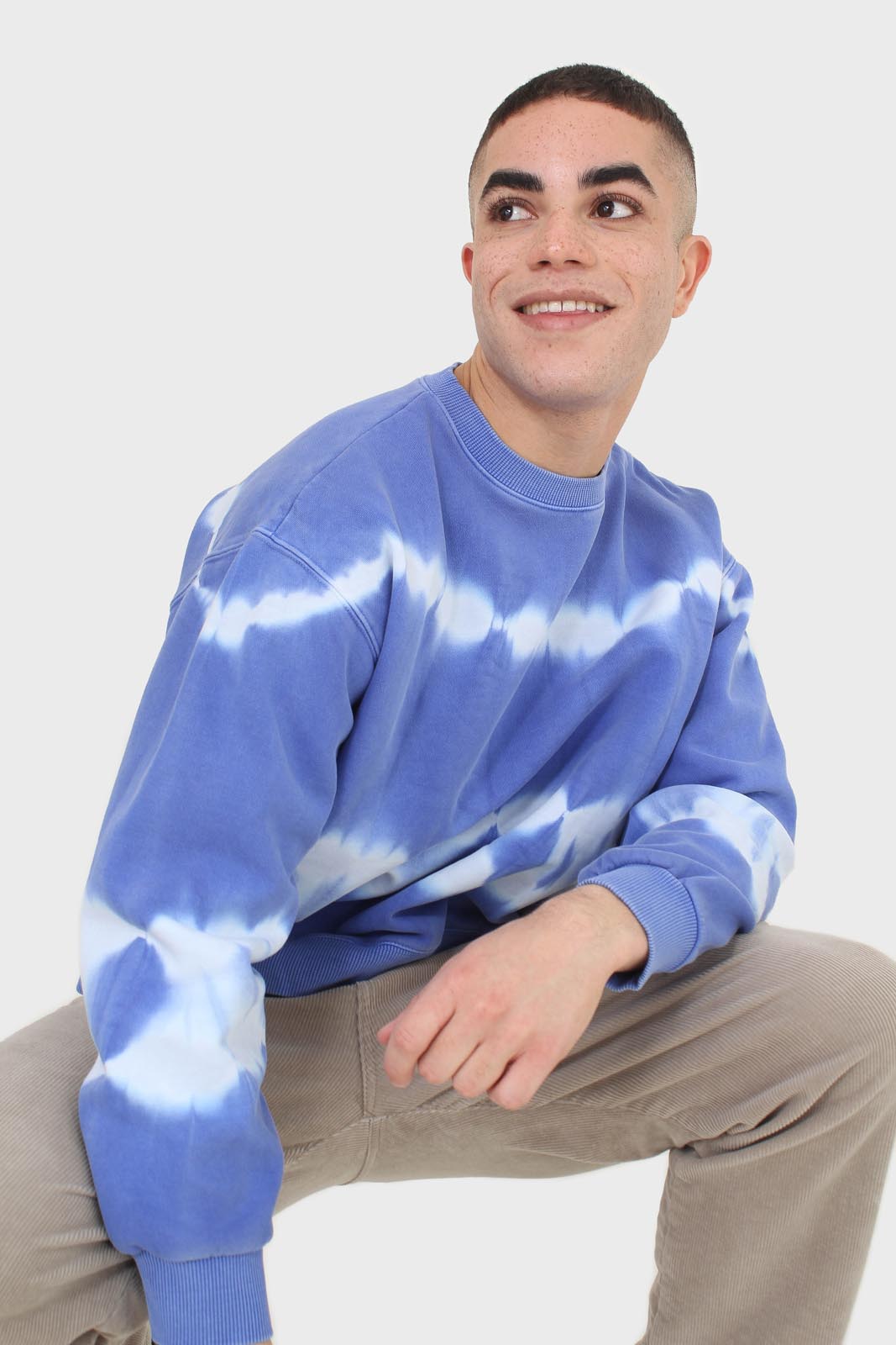 Cobalt blue tie dye crewneck sweatshirt