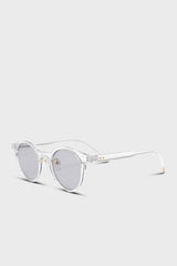 Clear and silver classic round sunglasses
