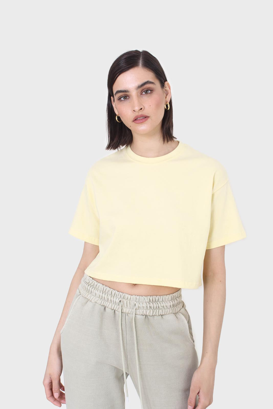 Yellow perfect cropped short sleeve tee