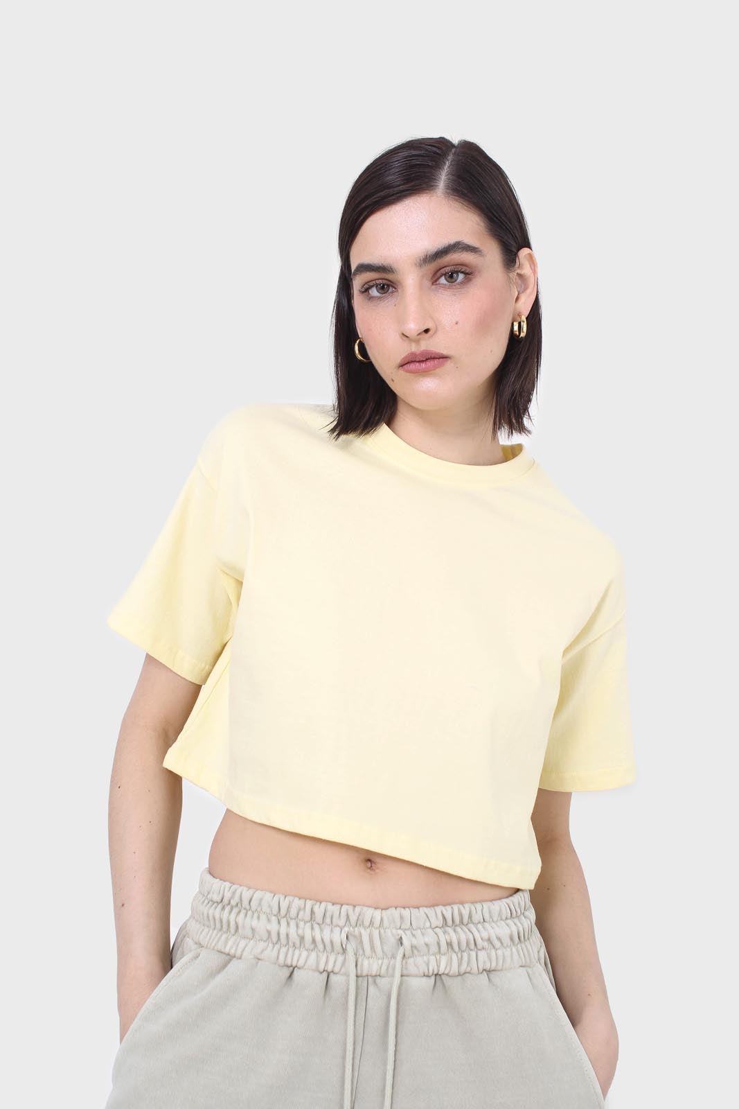 Yellow perfect cropped short sleeve tee