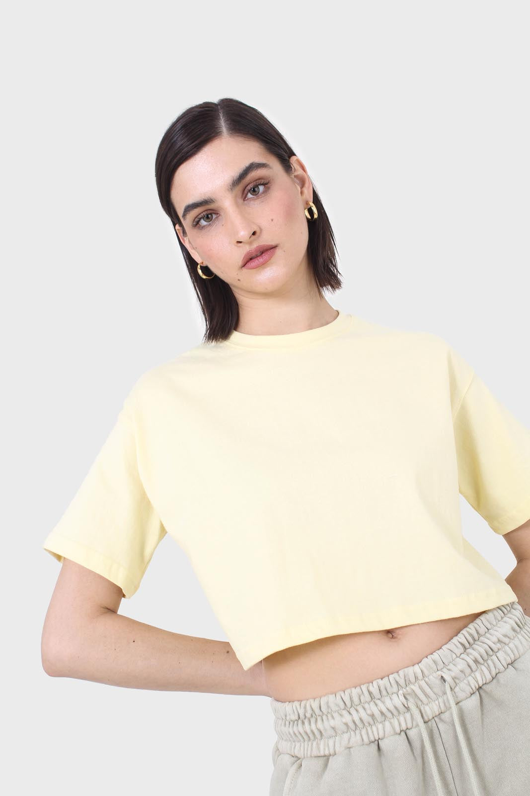 Yellow perfect cropped short sleeve tee