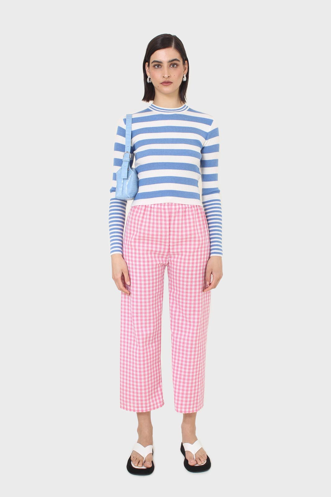 Blue and white bretton stripe long sleeved top