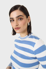 Blue and white bretton stripe long sleeved top