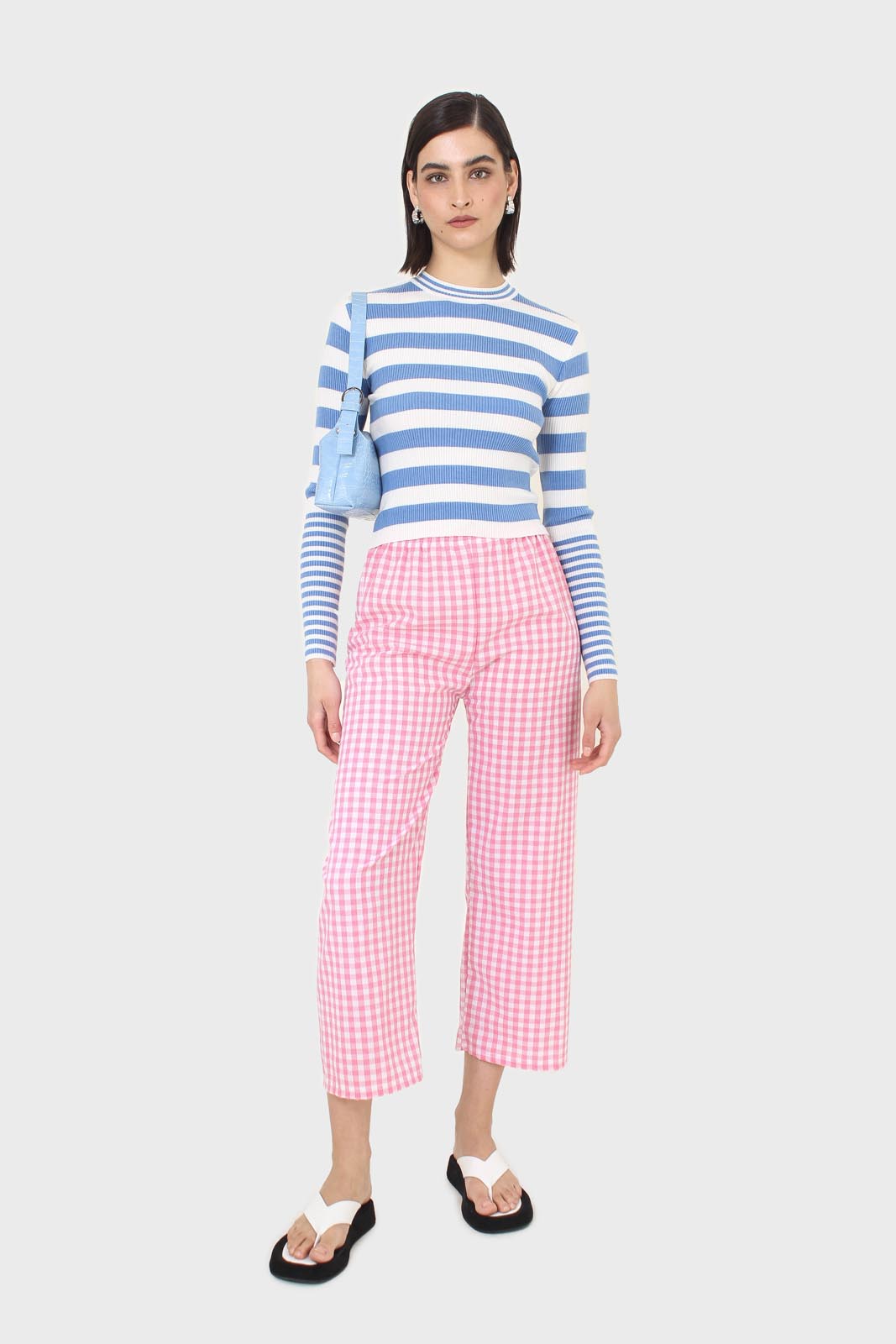 Blue and white bretton stripe long sleeved top