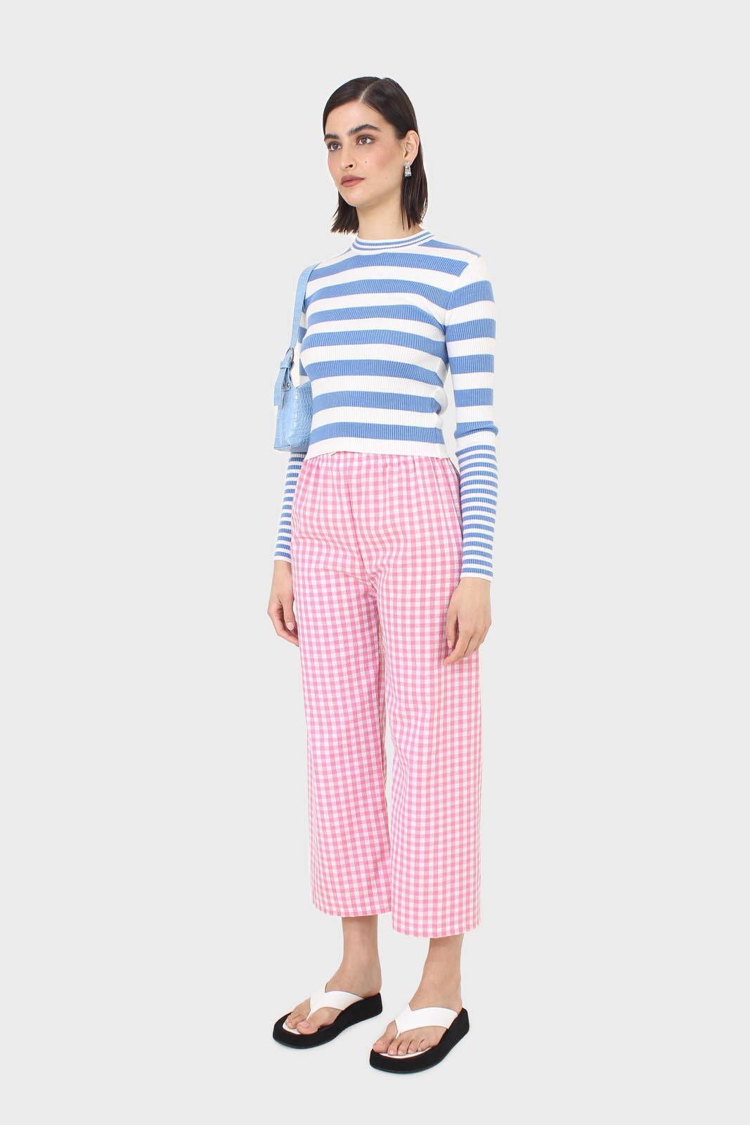 Blue and white bretton stripe long sleeved top