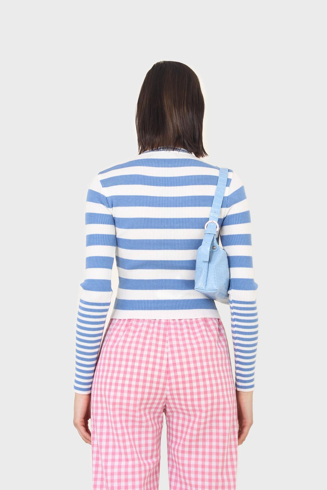 Blue and white bretton stripe long sleeved top