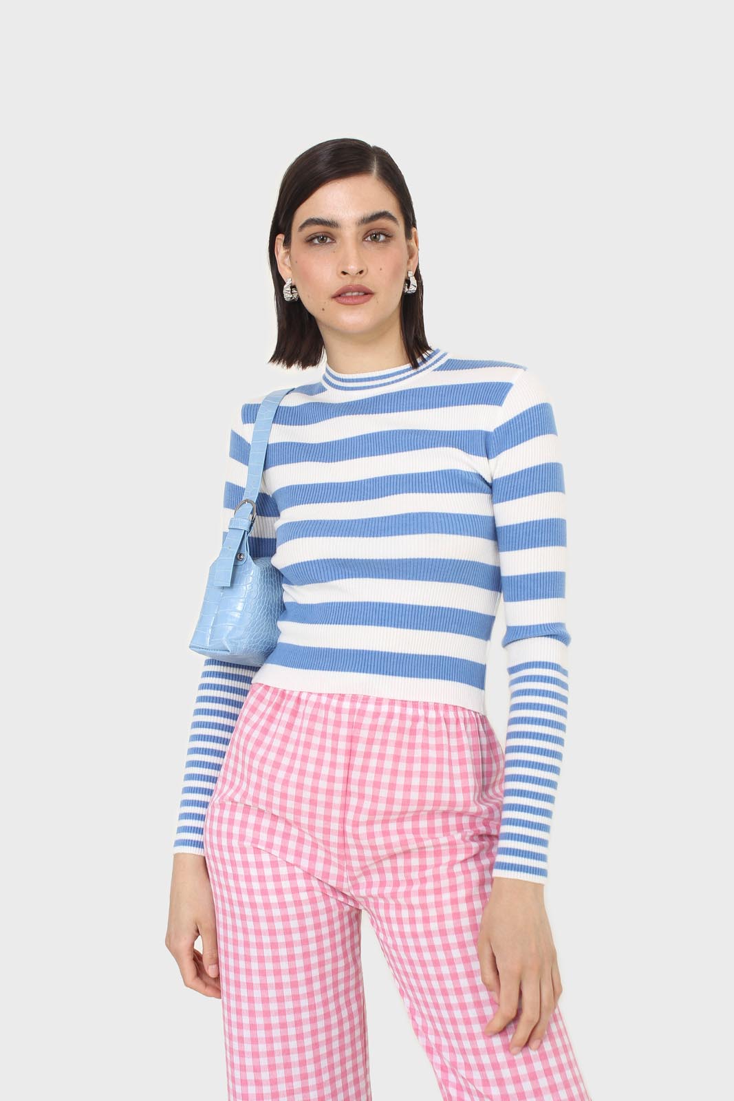 Blue and white bretton stripe long sleeved top