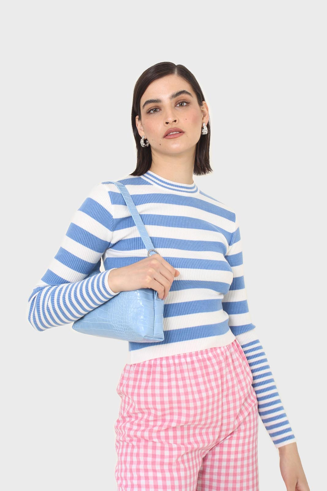 Blue and white bretton stripe long sleeved top