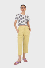 Ivory large daisy print  cropped tee