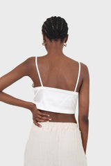Ivory tie front milk maid cropped top