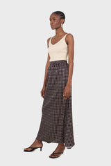 Black and beige polka dot elasticated waistband maxi skirt