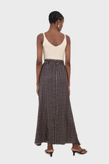 Black and beige polka dot elasticated waistband maxi skirt