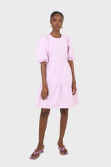 Lilac tiered puff sleeve mini dress