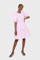 Lilac tiered puff sleeve mini dress