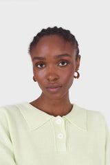 Lime green knit polo long sleeved top
