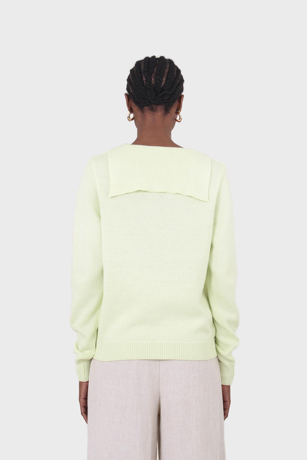 Lime green knit polo long sleeved top