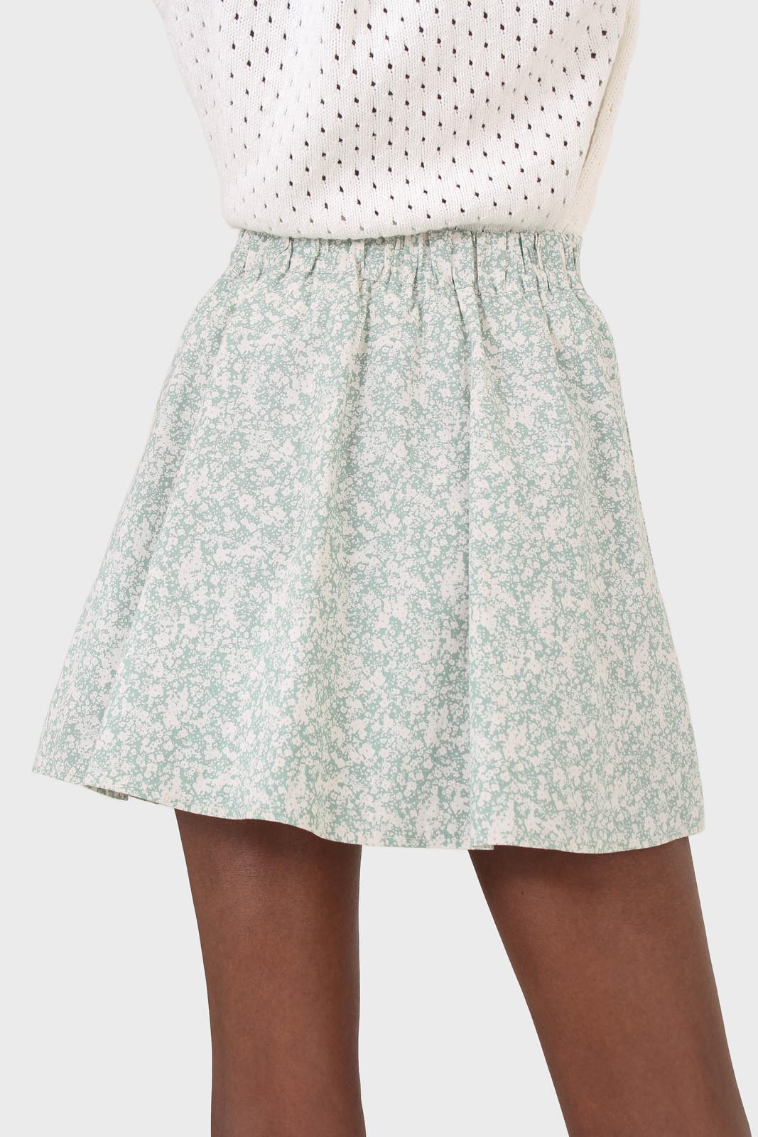 Mint and white tiny floral skirt