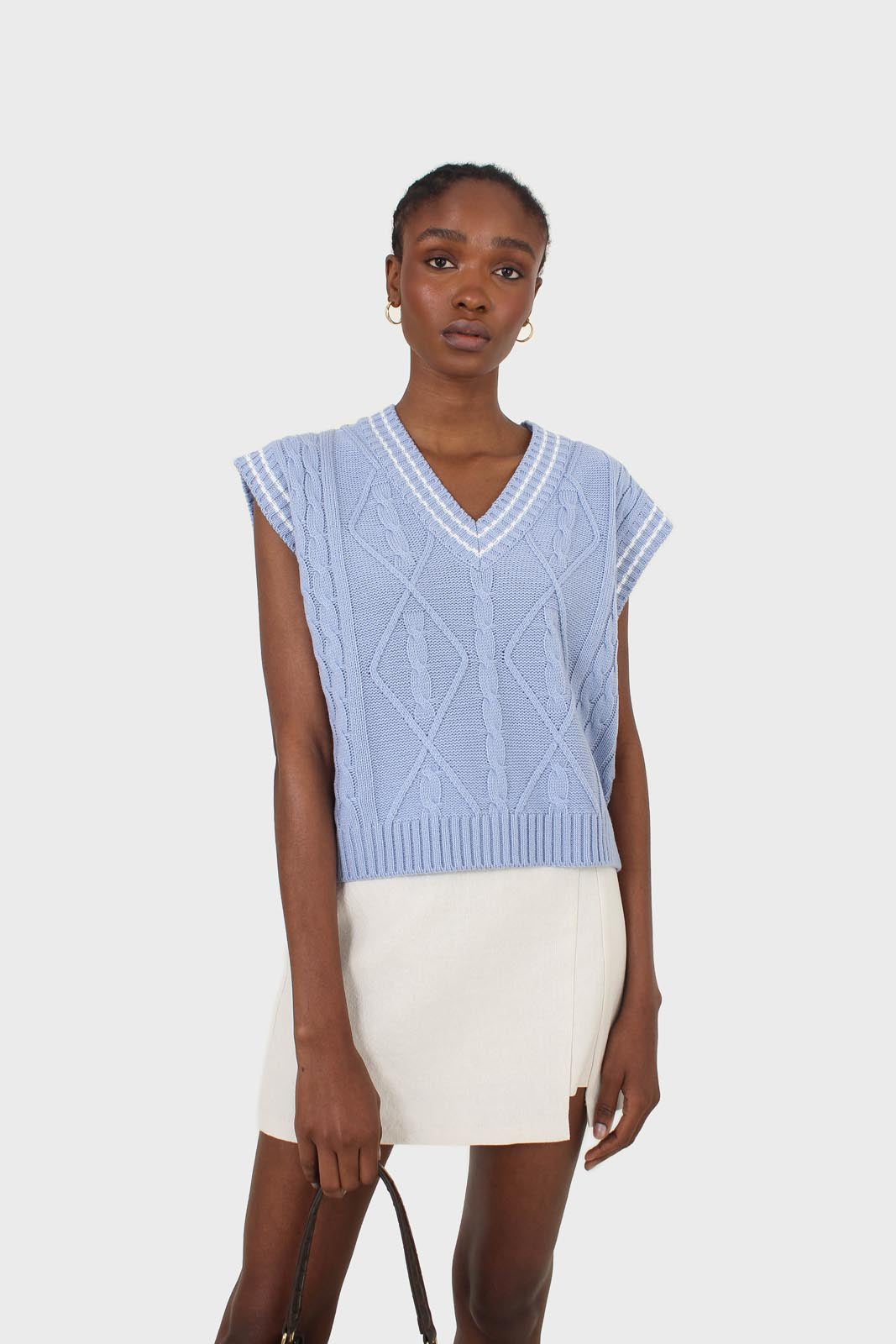 Ivory belted mini skirt