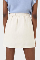 Ivory belted mini skirt