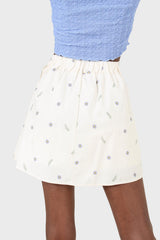 Ivory daisy print asymmetric tie skort
