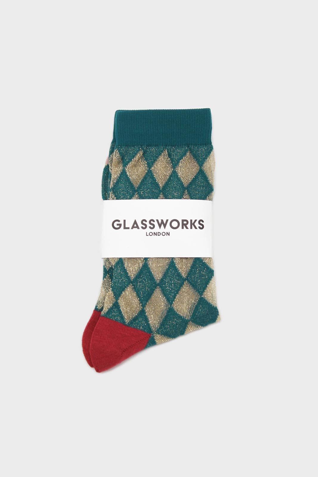 Teal and gold diamond glitter socks