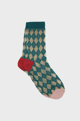Teal and gold diamond glitter socks