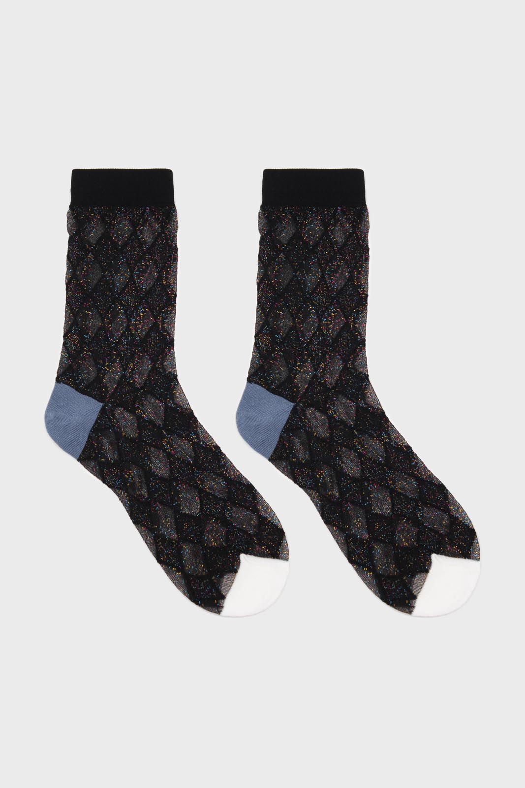 Black and rainbow diamond glitter socks