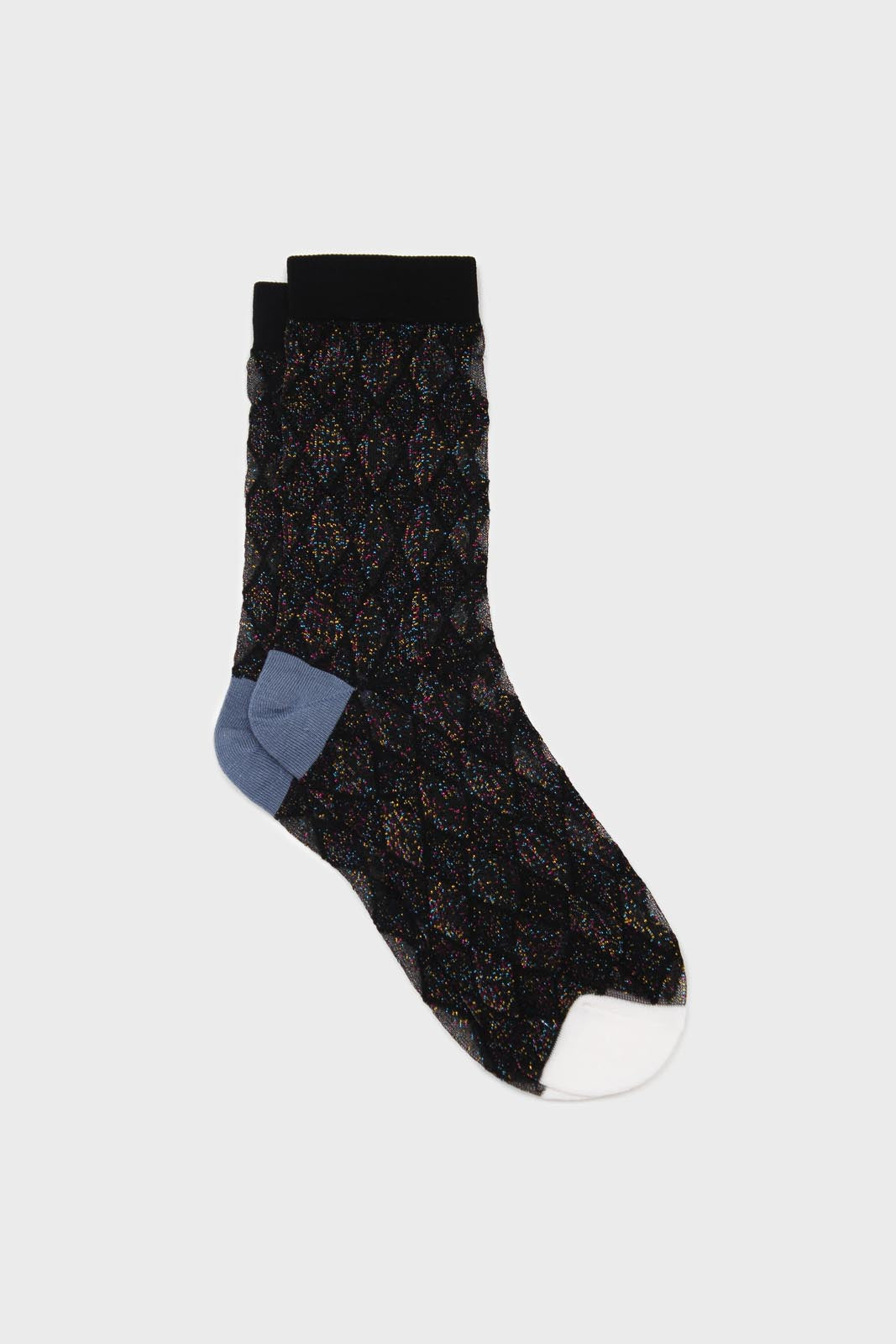 Black and rainbow diamond glitter socks