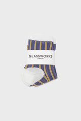 Blue and yellow striped sheer socks
