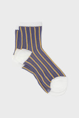 Blue and yellow striped sheer socks