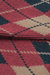 Pink blue and beige argyle socks