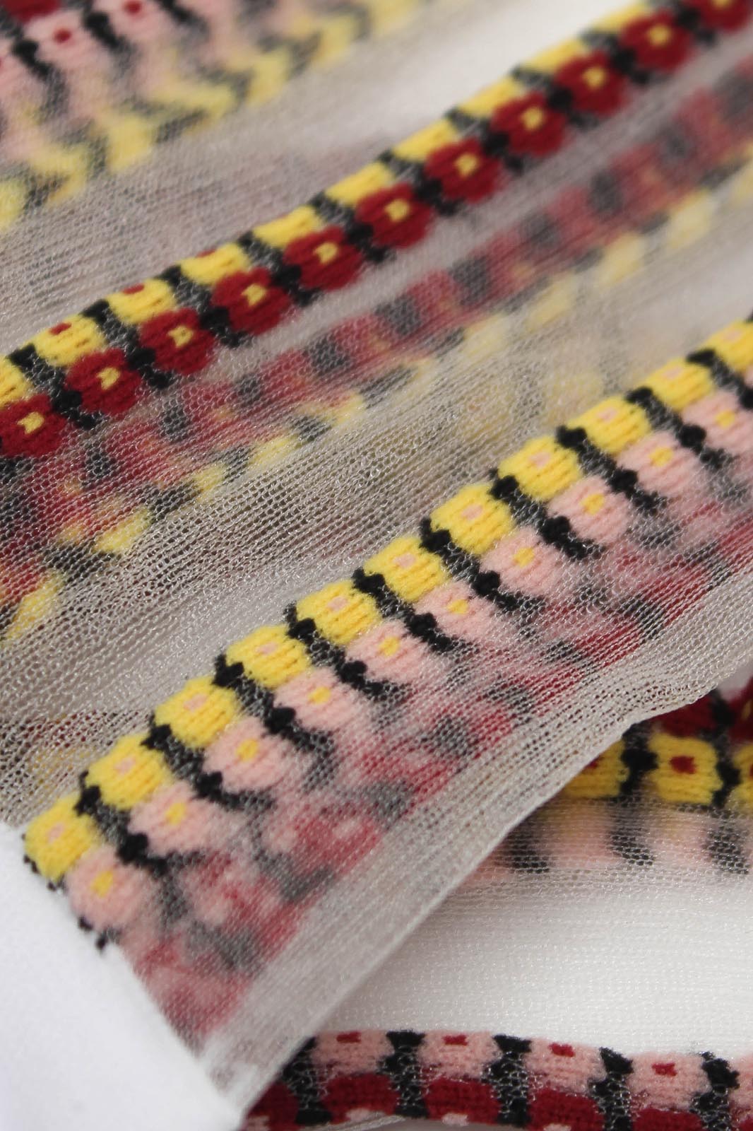 Burgundy and yellow floral stripe sheer socks