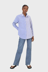 Blue and white multistripe loose fit shirt