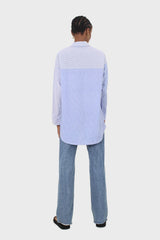 Blue and white multistripe loose fit shirt