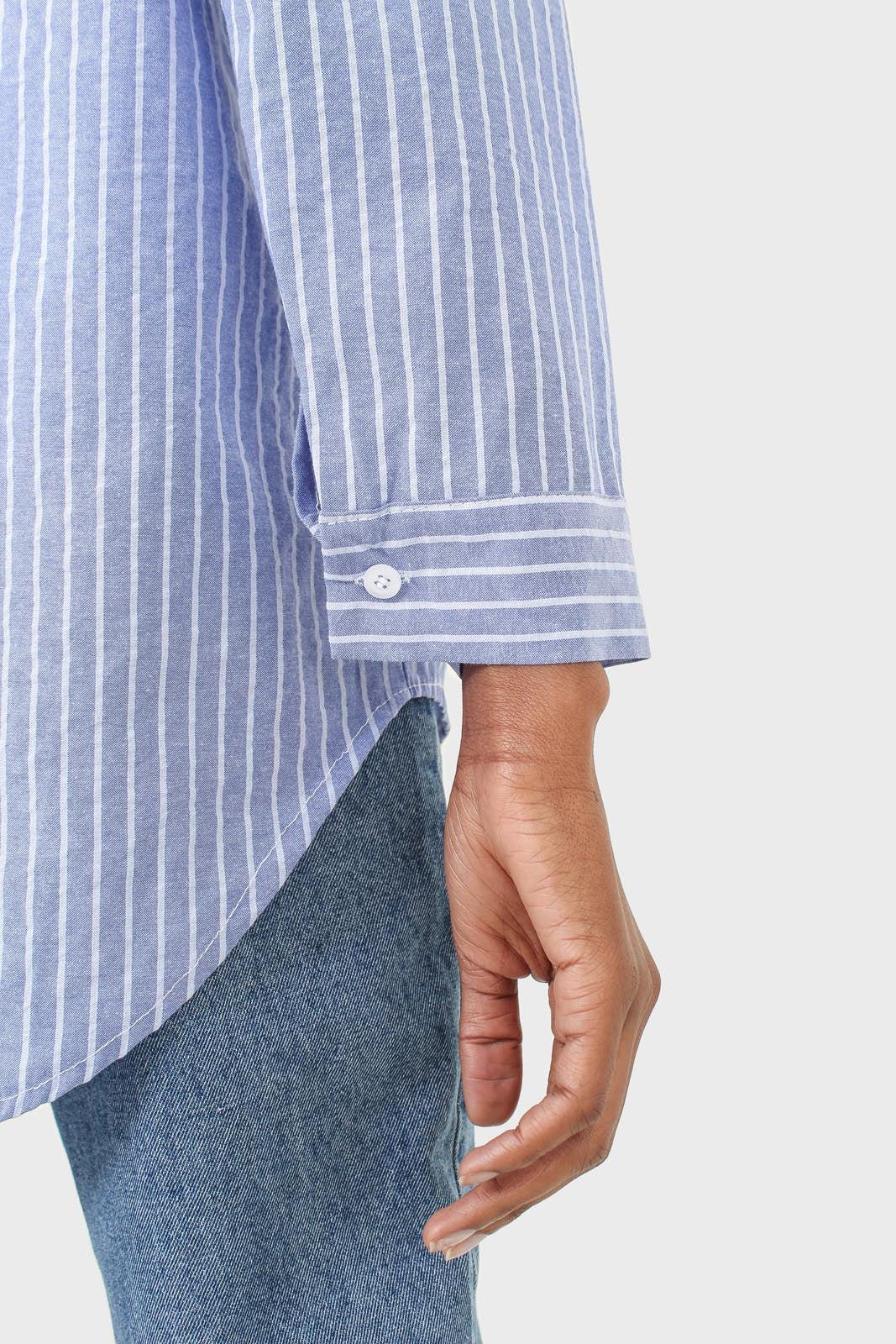 Blue and white multistripe loose fit shirt