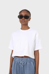 White perfect cropped short sleeve tee
