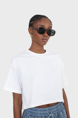 White perfect cropped short sleeve tee
