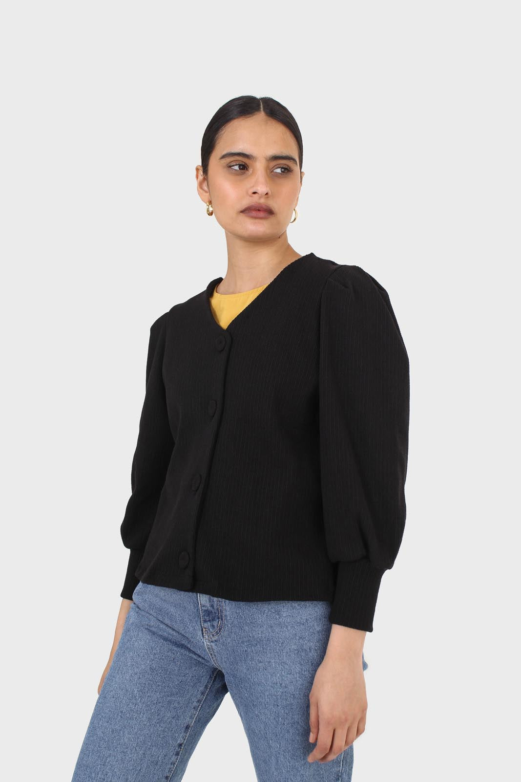 Black and ivory detachable lace collar cardigan