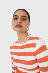 Orange and white breton stripe long sleeved top