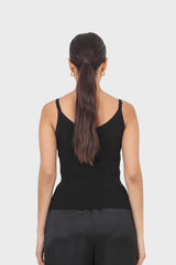 Black v-neck knit tank