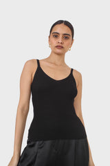 Black v-neck knit tank