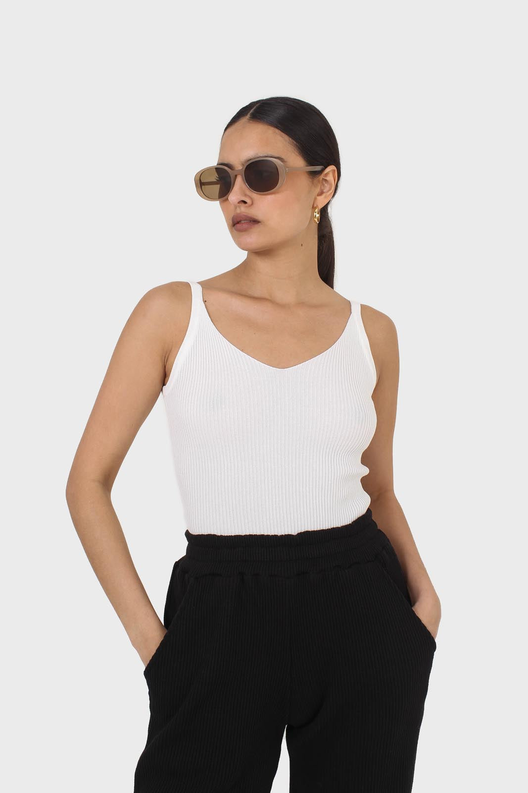 Ivory v-neck knit tank
